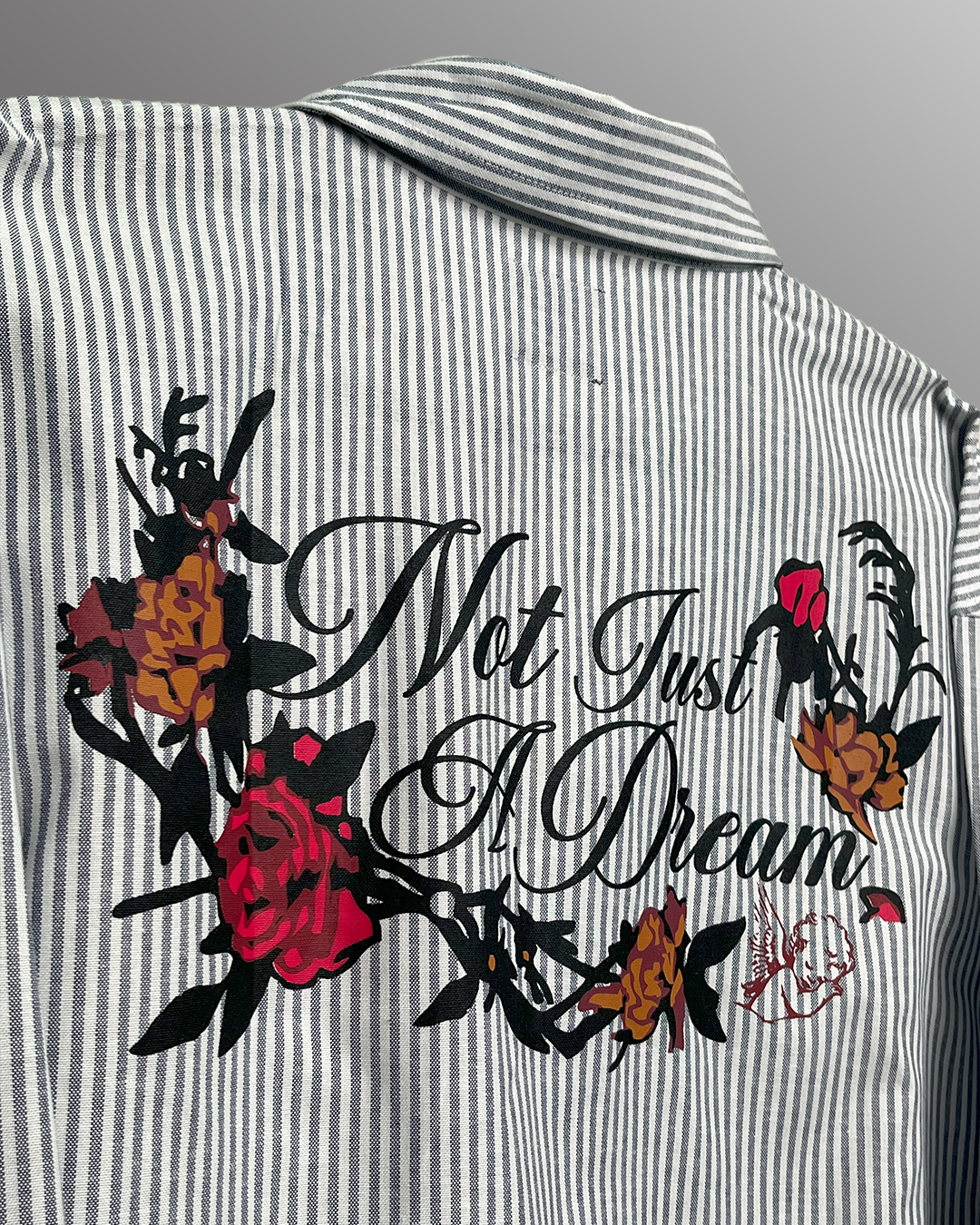 Not Just A Dream Grey Full Sleeves Striped Shirt