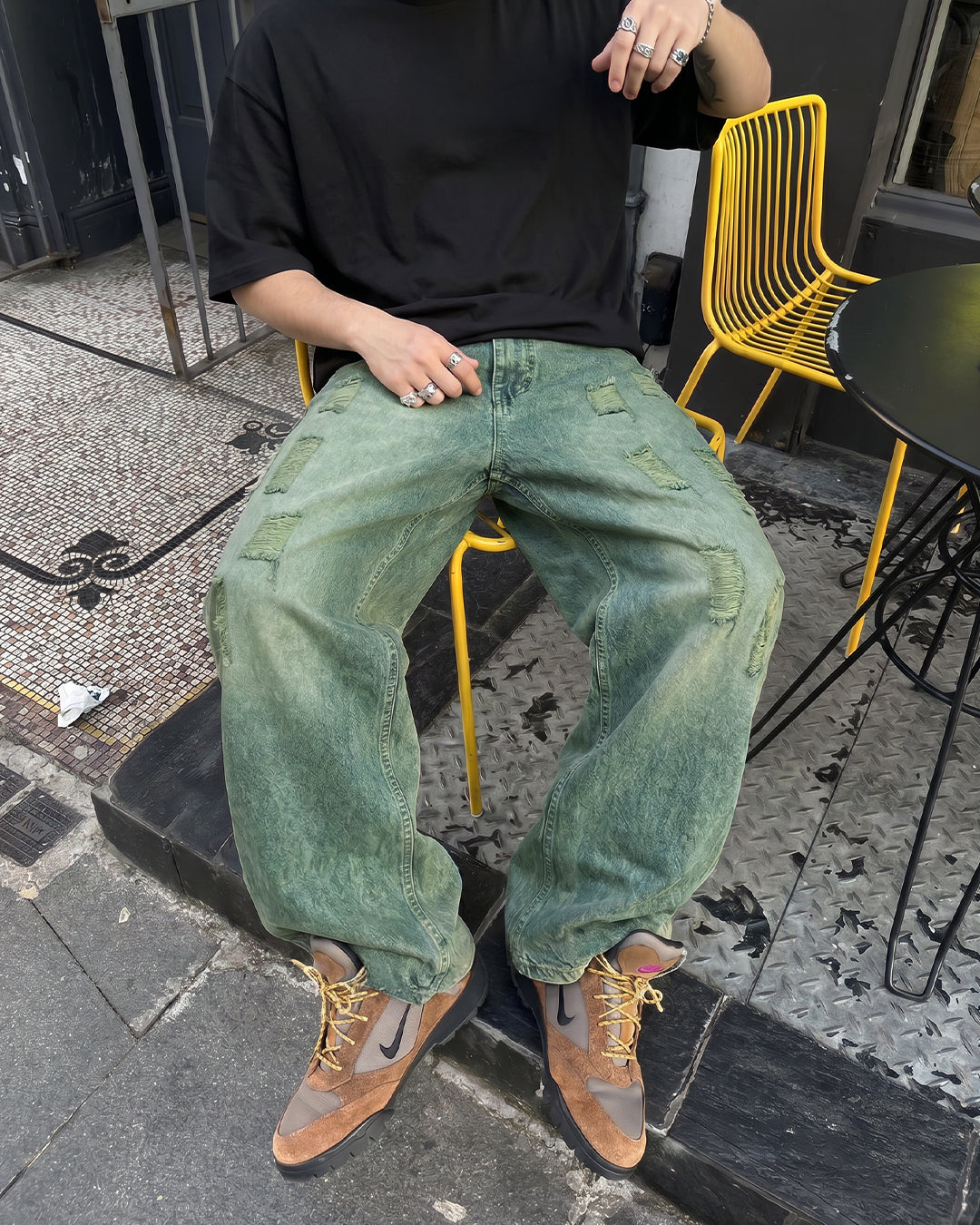 Antique Blue Rugged Baggy Jeans