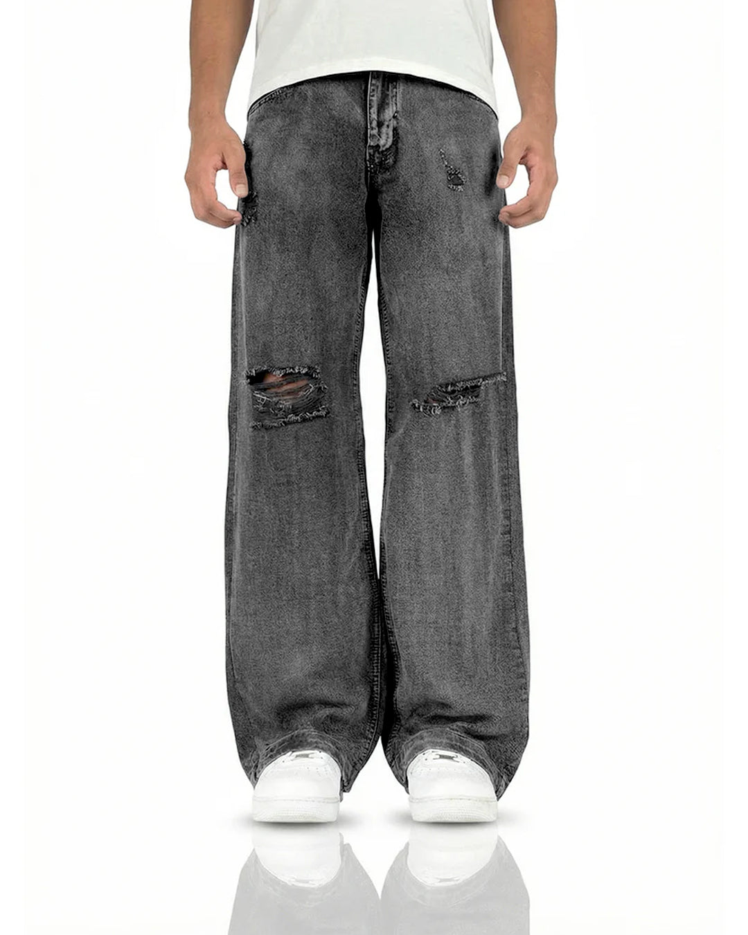 Black Rugged Baggy Jeans