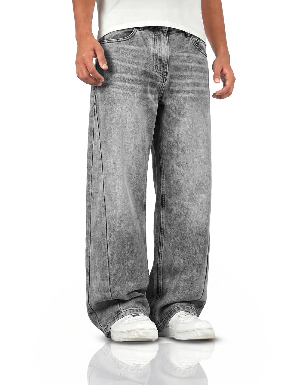 Panel Grey Baggy Jeans