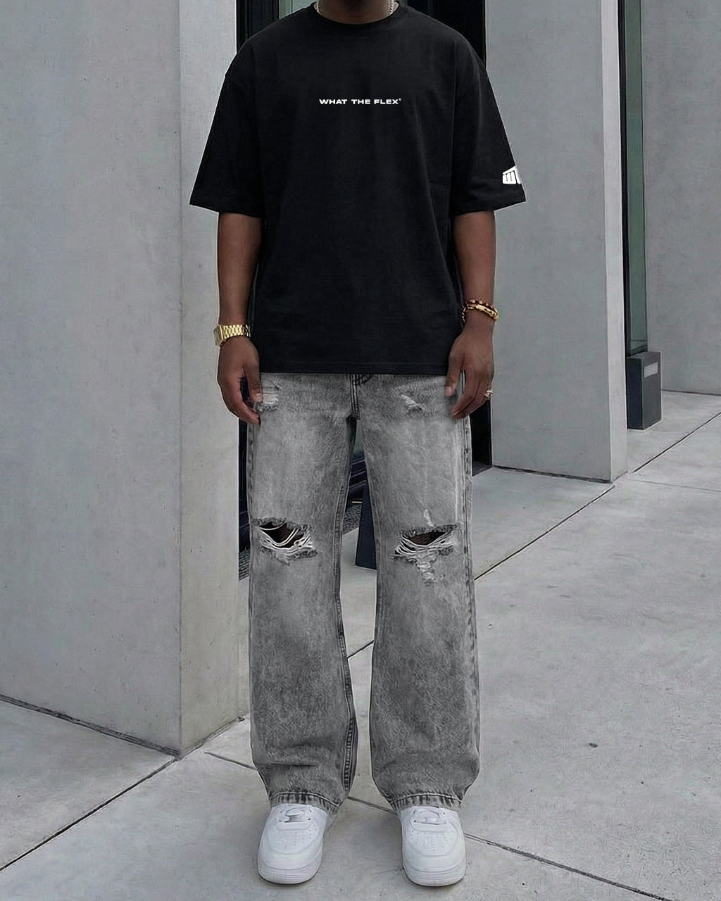 Grey Rugged Baggy Jeans