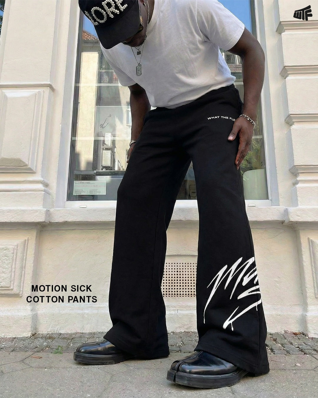 Motion Sick Black Cotton Pant
