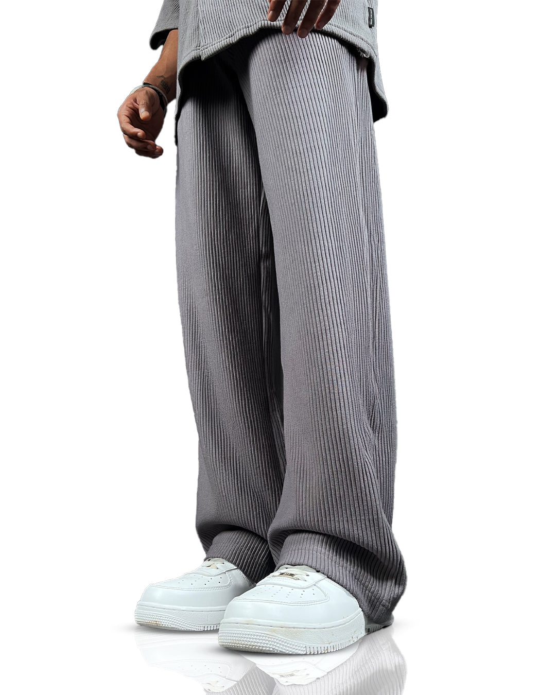 Grey Ribbed Pants