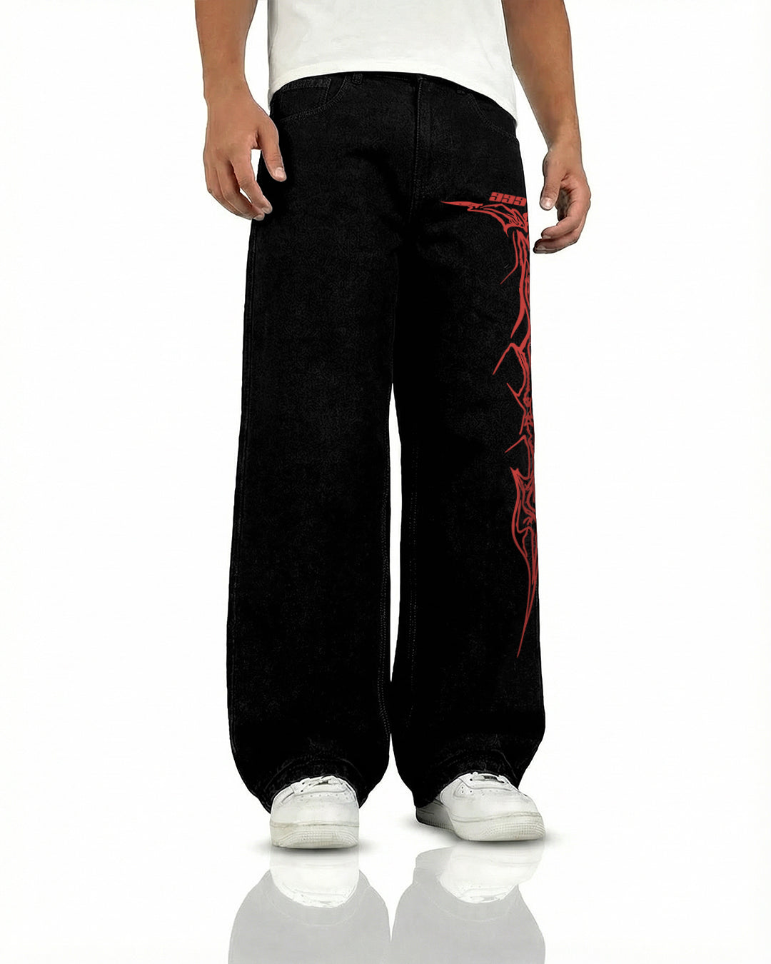 Veins Black Baggy Jeans