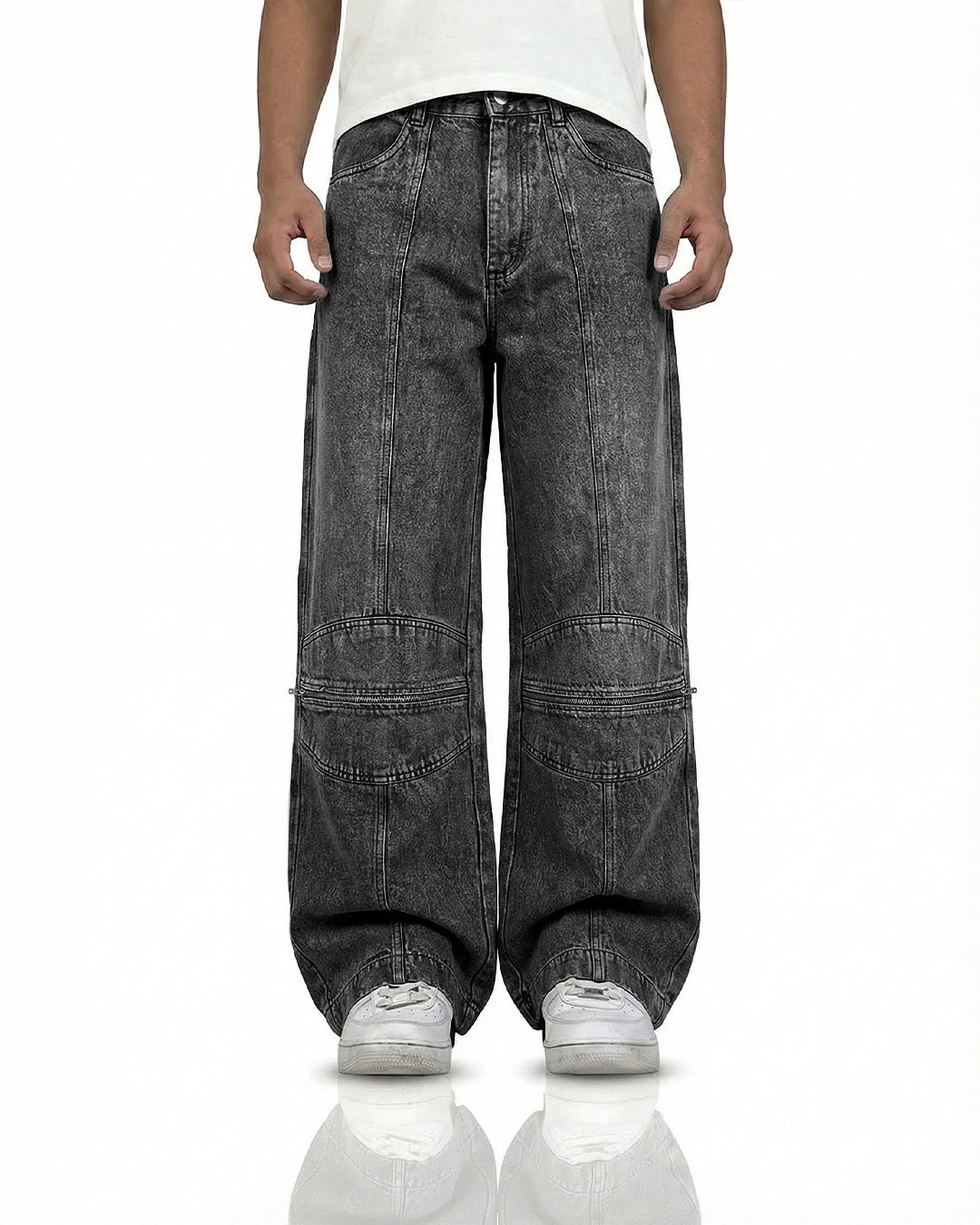 Zipper Denim Baggy Jeans
