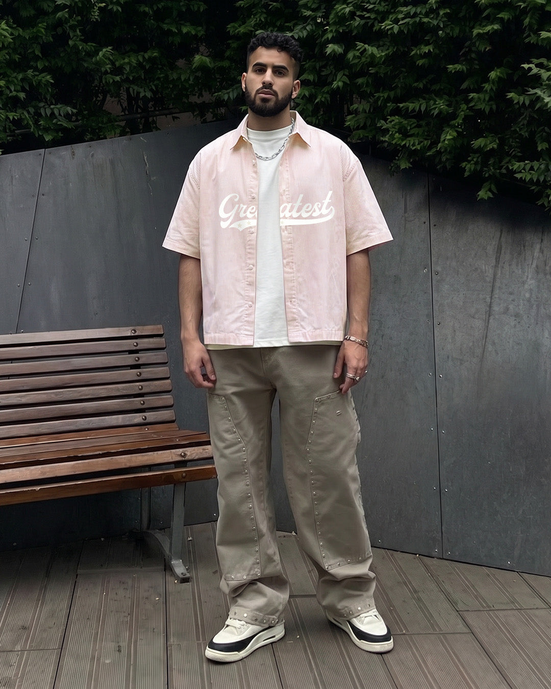Greatest Pink Half Sleeve Striped Shirt