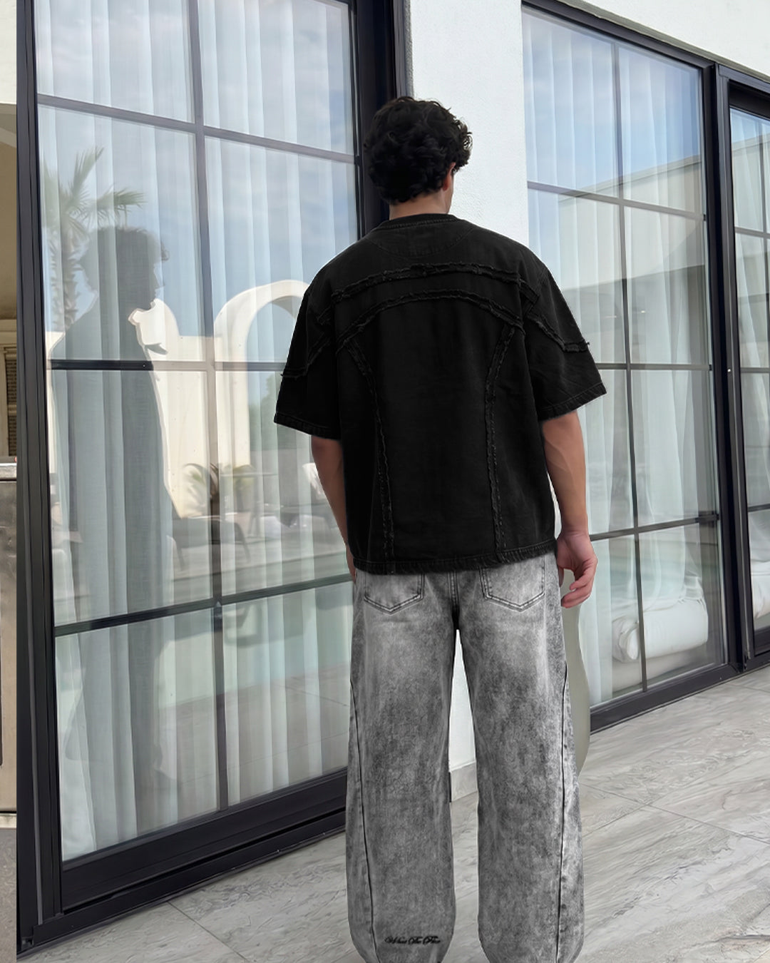 Offset Black Denim T-shirt